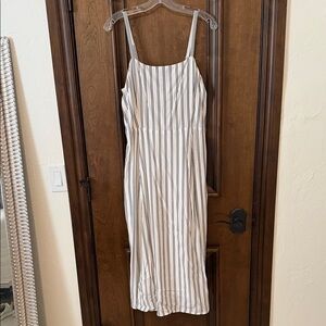 GAP White Midi Dress with Navy Stripes